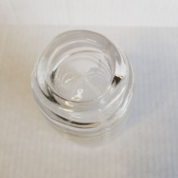 Clear Pressed Glass with Frosted Floral Rim‎ Vase - Picture 5 of 6